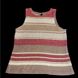 Vintage Lauren Ralph Lauren Knit Striped Sleeveless Top Linen Cotton Size L